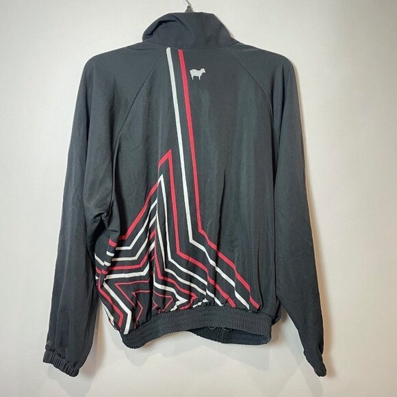 Goldsheep Womens Black Flash Star Windbreaker Jacket M 1/4 Zip Pullover Active - Picture 2 of 7